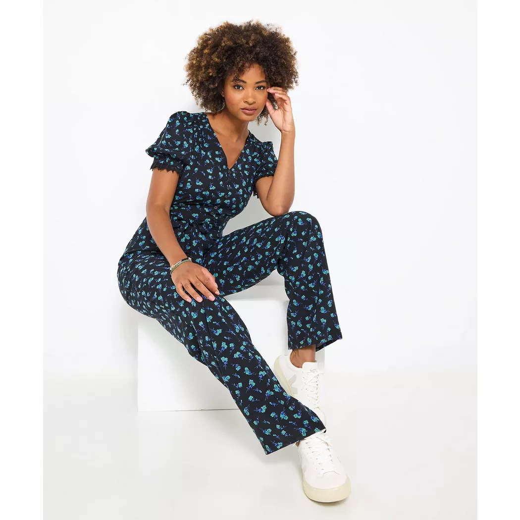 Joe Browns - Combinaison jambes larges à petites fleurs, 40, Noir