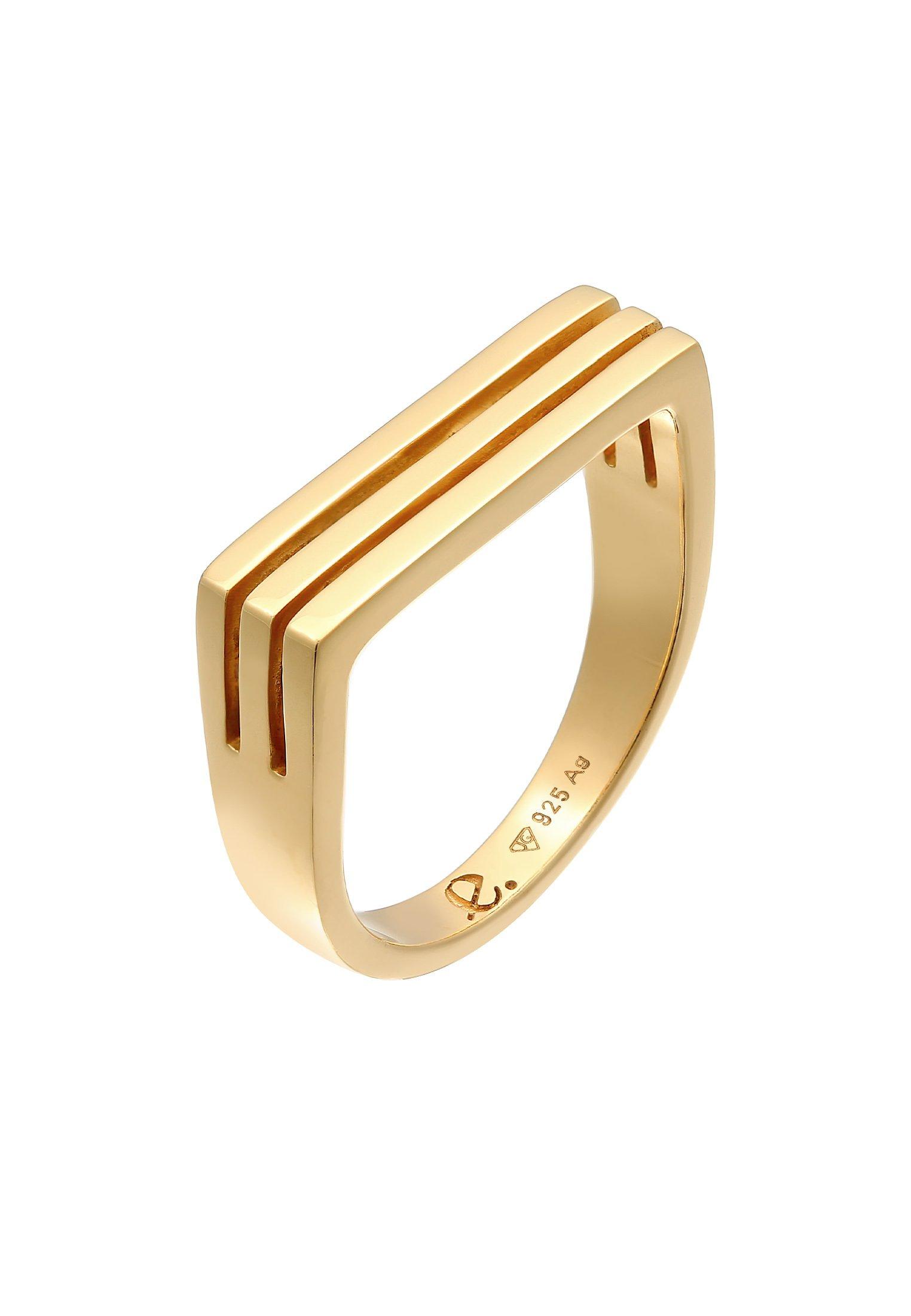 Image of Ring Siegelring Rechteck Unisex Damen Gold 60mm