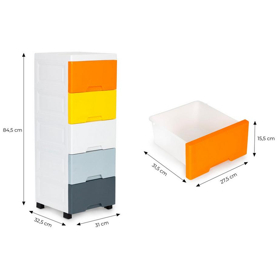 B2X Schrankorganisator mit 5 ausziehbaren Schubladenbeinen mit Rollen  