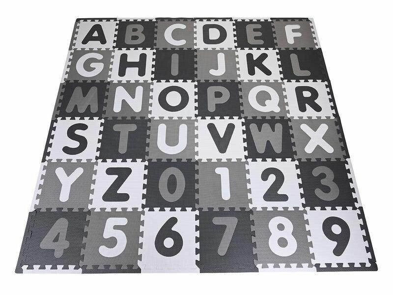 Knorrtoys  Puzzlematte Alphabet & Zahlen Grau/Weiss (36Teile) 