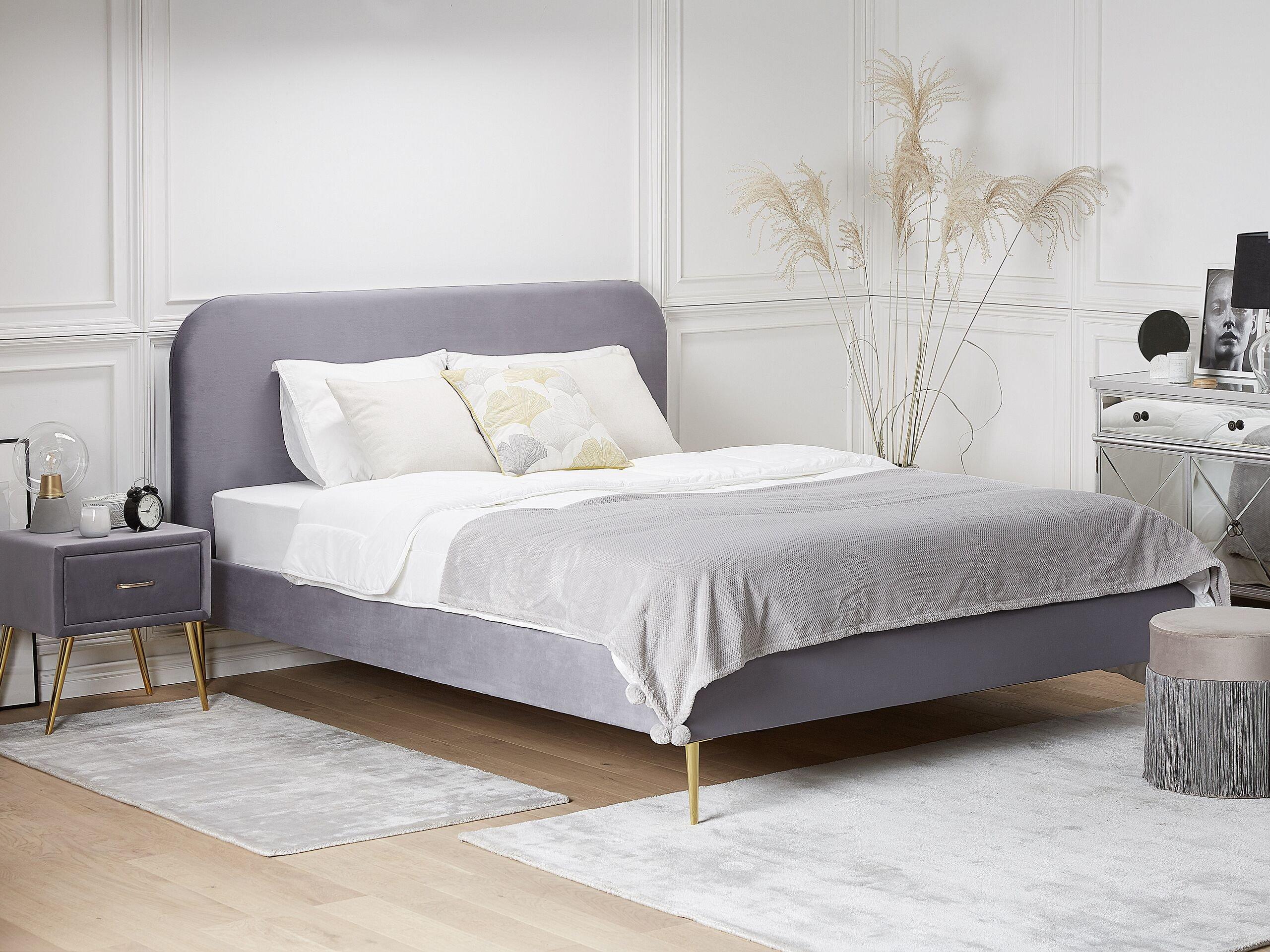 Beliani Letto con rete a doghe en Velluto Glamour FLAYAT  