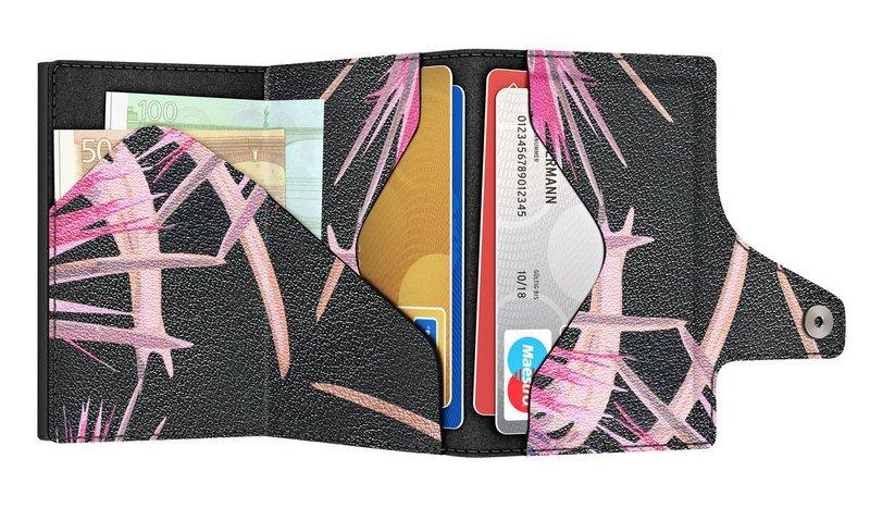 AVIATOR Wallet CLICK & slide Pineapple Flower, noir  