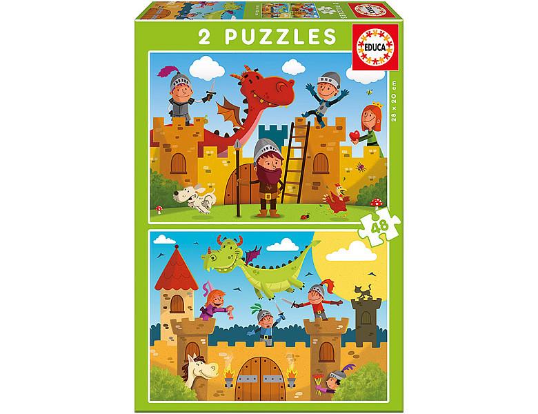 Image of Puzzle Drachen und Ritter (2x48)