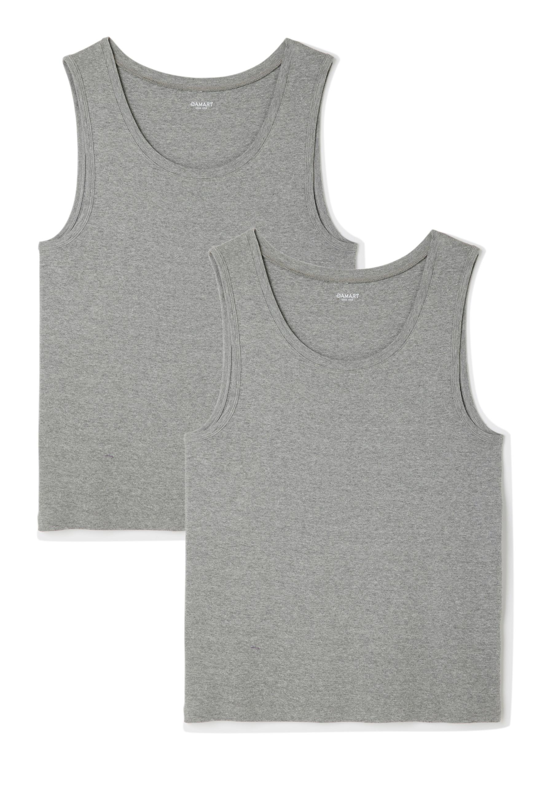 Image of 2er-pack Achselshirts Essential Aus Reiner Gekämmter Baumwolle. Unisex Grau M