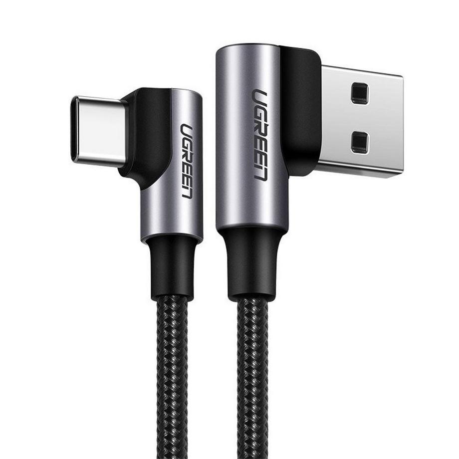 Ugreen abgewinkeltes USB-A-auf-USB-C-Kabel 3A, 1 m – Grau