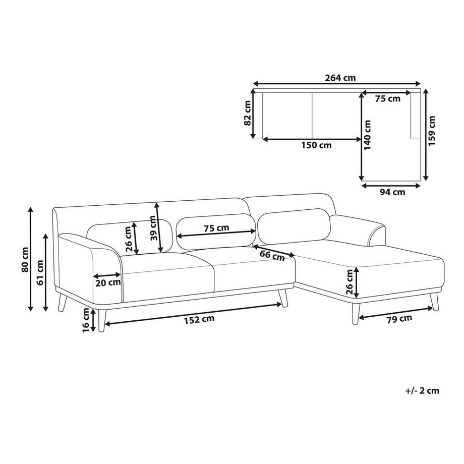 Beliani Ecksofa aus Cord  SIMOS  