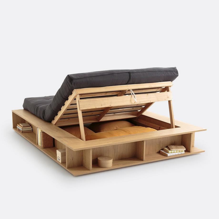 La Redoute Intérieurs Bett Presto mit Klapprost und Regalfächern  