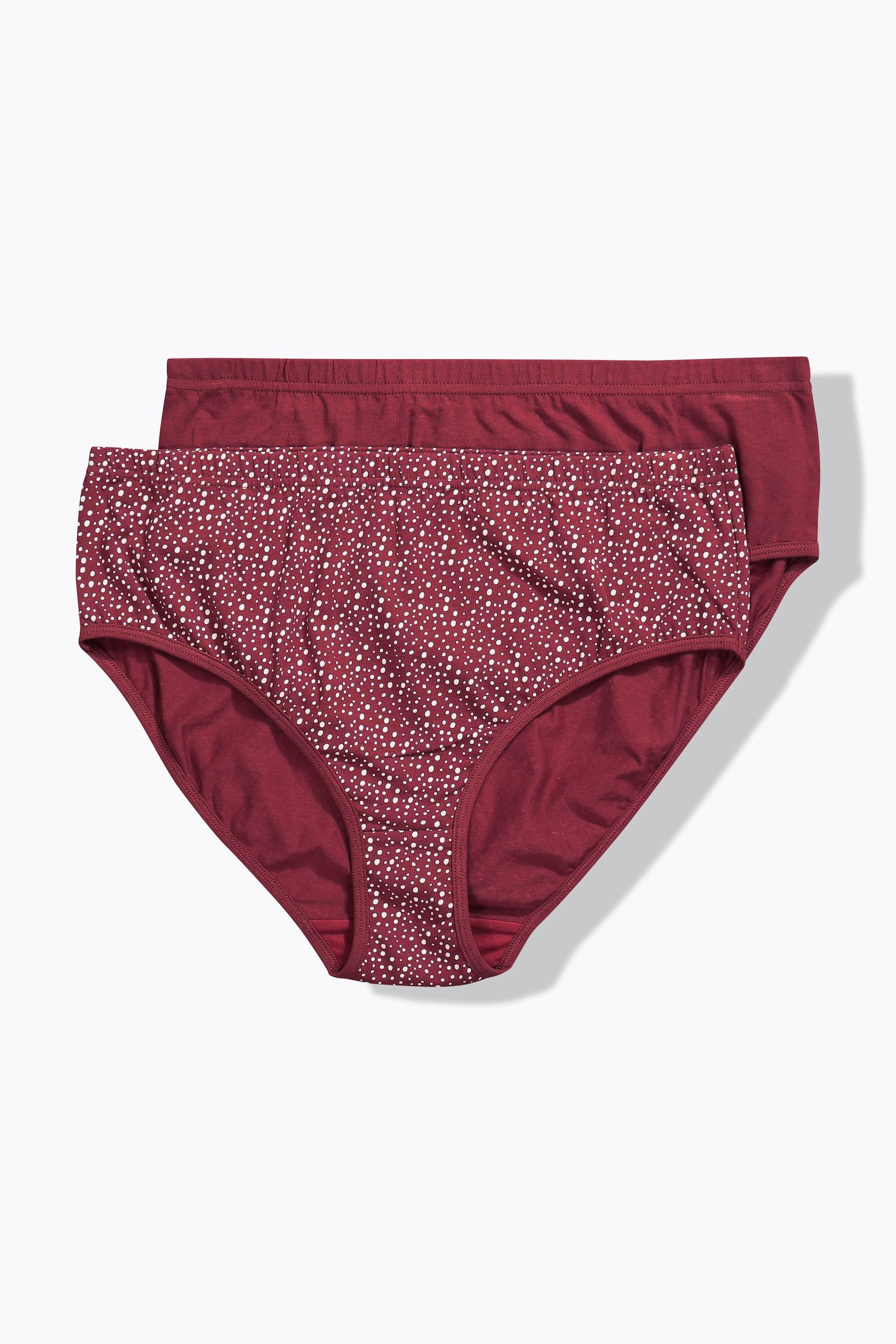 Ulla Popken Slip Midi Confezione da 2 Tinta Unita Pois Cotone Biologico  