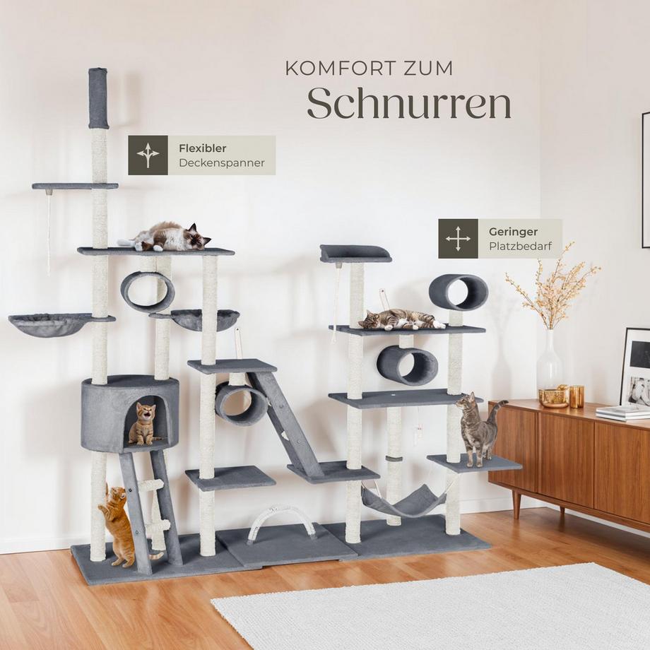 Tectake  Arbre à chat SNOOKY 234 à 261 cm avec griffoir et plateforme d'escalade 