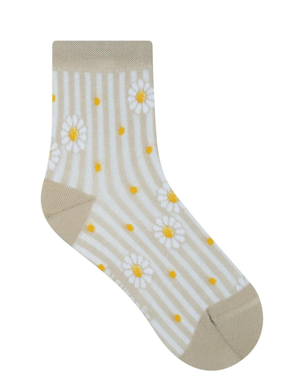 BLEU FORET Gänseblümchen Streifen Sneaker Socken  