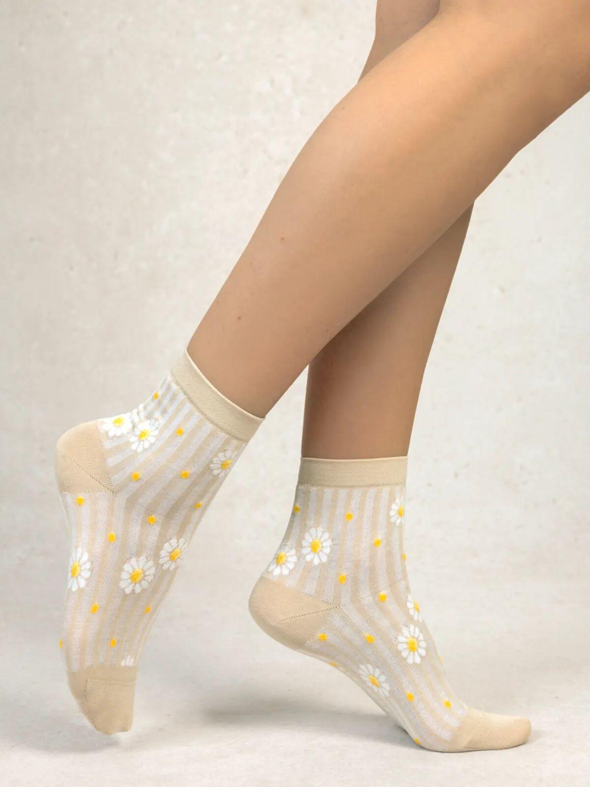 BLEU FORET Gänseblümchen Streifen Sneaker Socken  