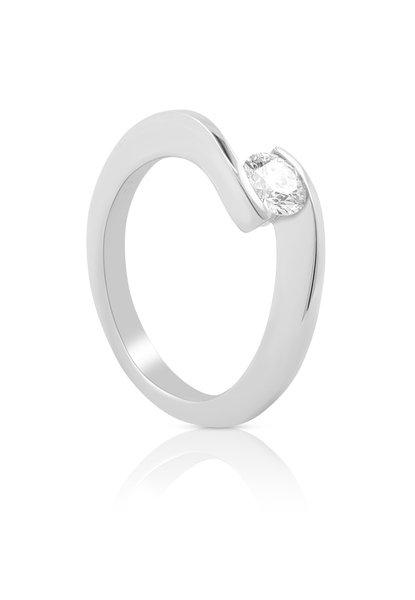 Image of Solitaire Ring Diamant 0.50ct. Weissgold 750 Damen Silber 50