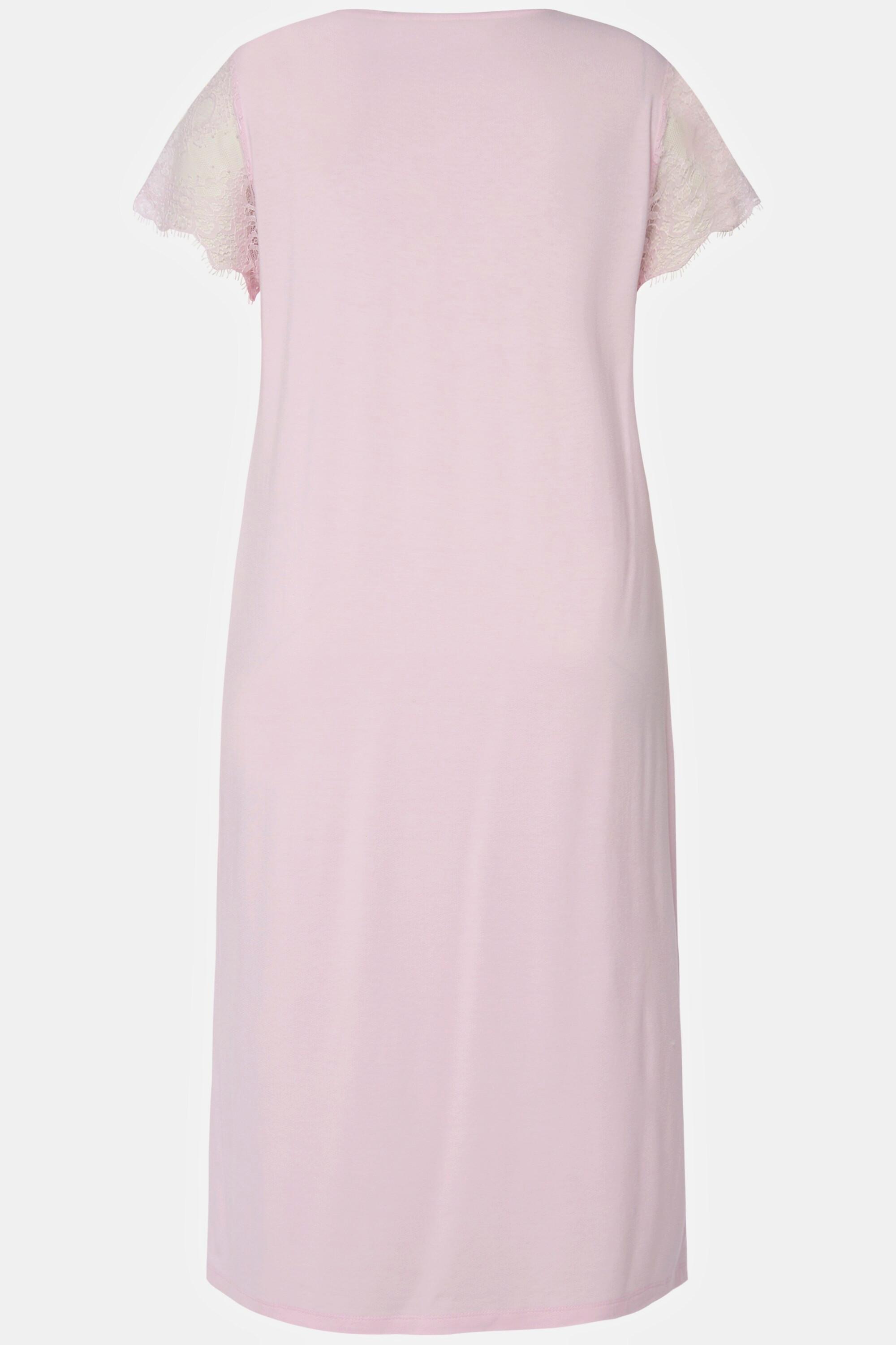 Ulla Popken Camicia da notte Pizzo Scollo a Girocollo Mezze Maniche  