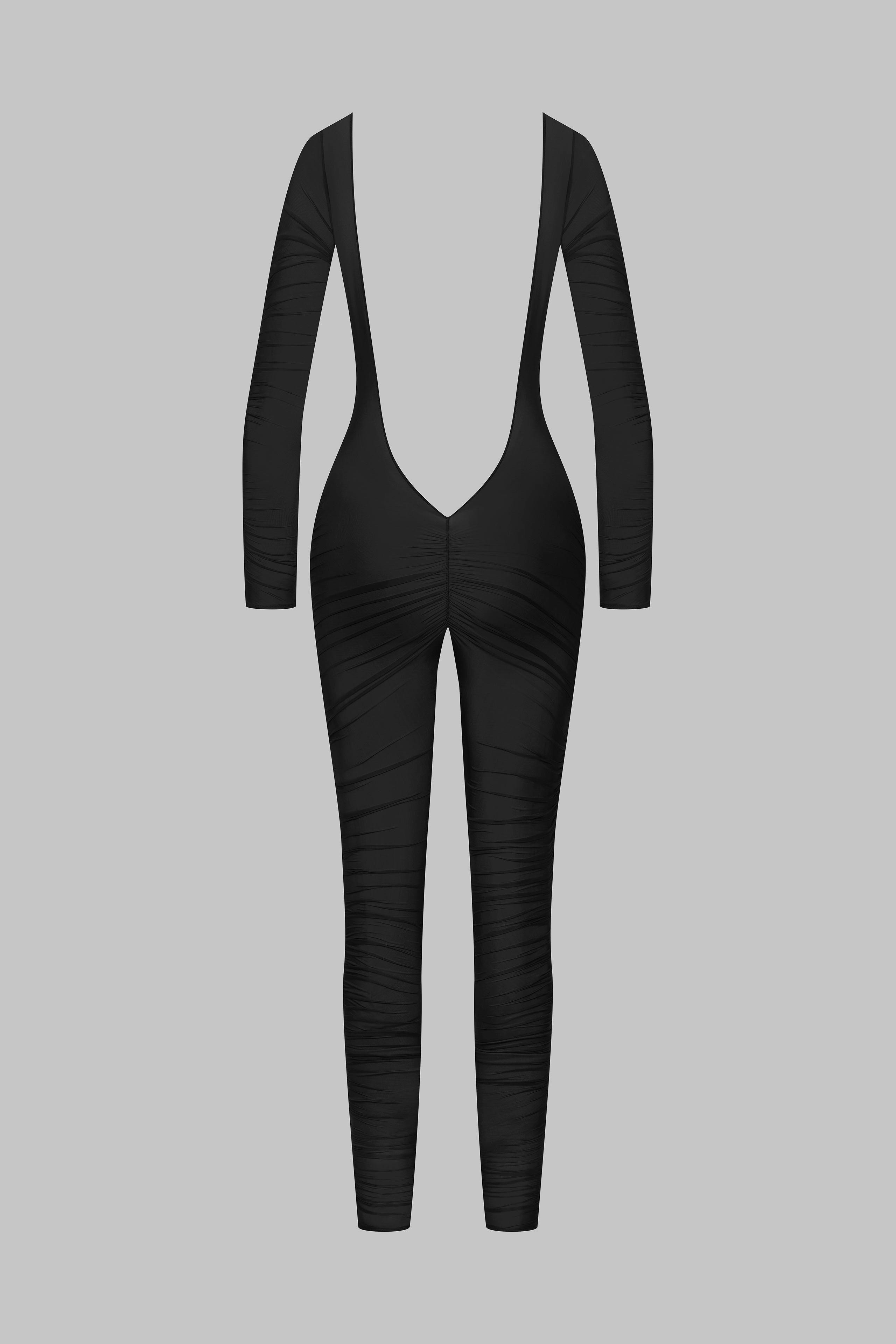 MAISON CLOSE  Catsuit dos nu manches longues - Nuit Fauve 