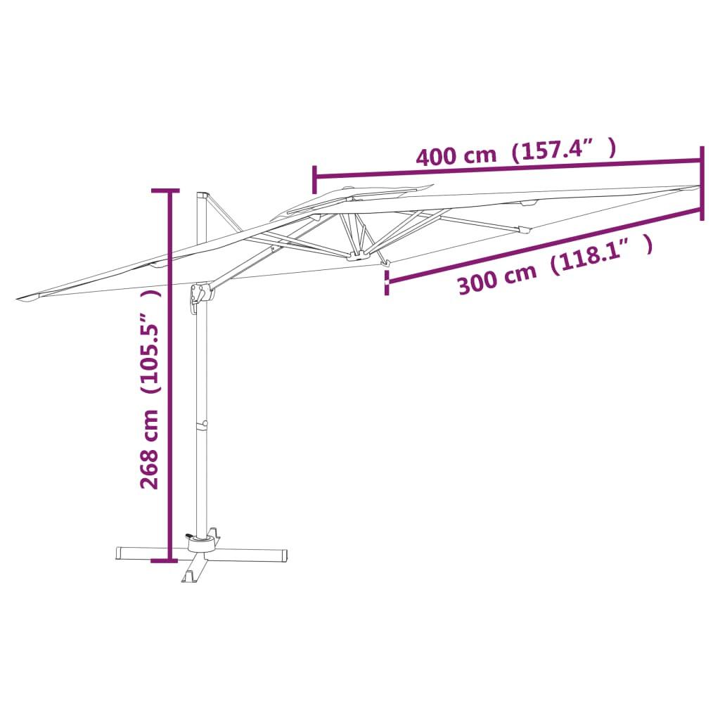 VidaXL Parasol cantilever double toit  