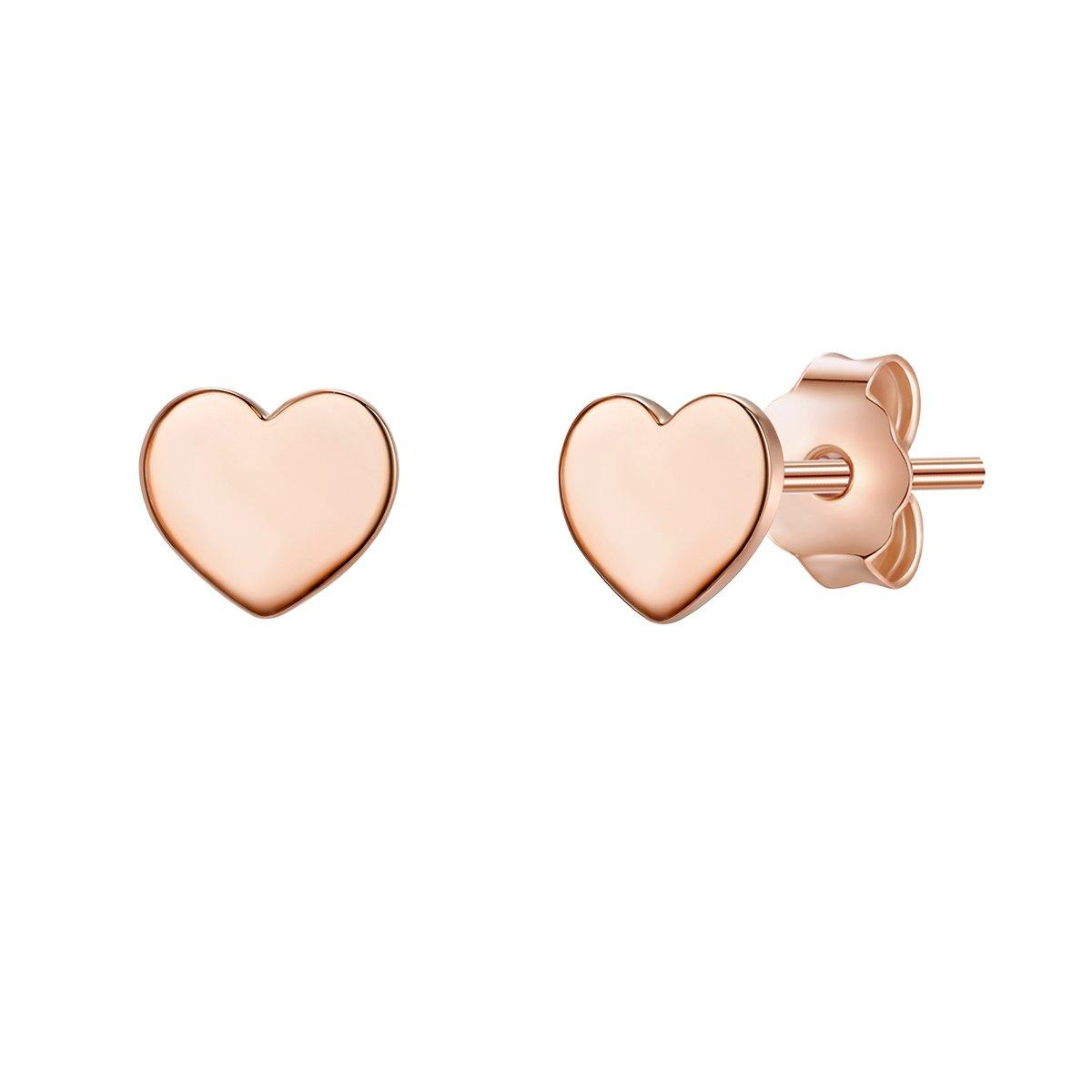 Image of Ohrstecker Herz Damen Goldrosa 4mm