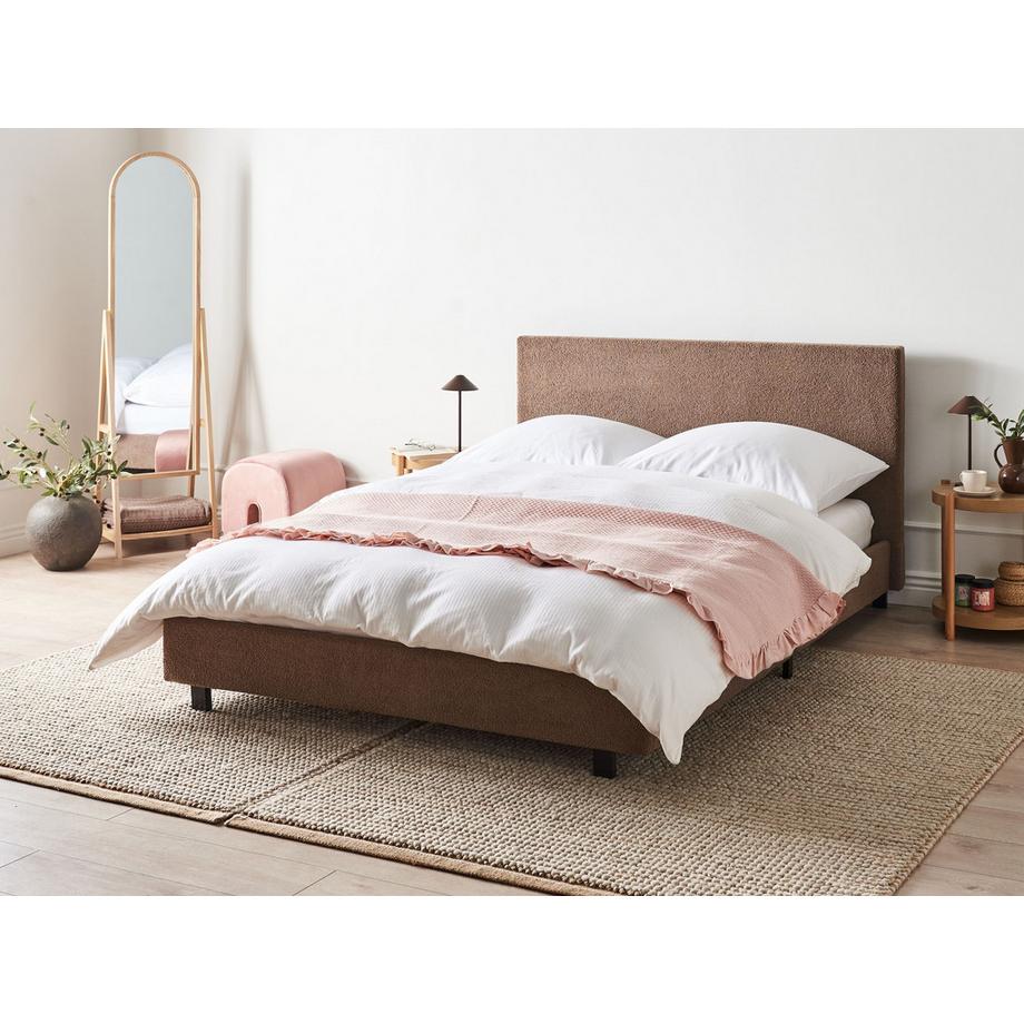 Beliani Lit avec sommier en Bouclé Cottage ALBI  