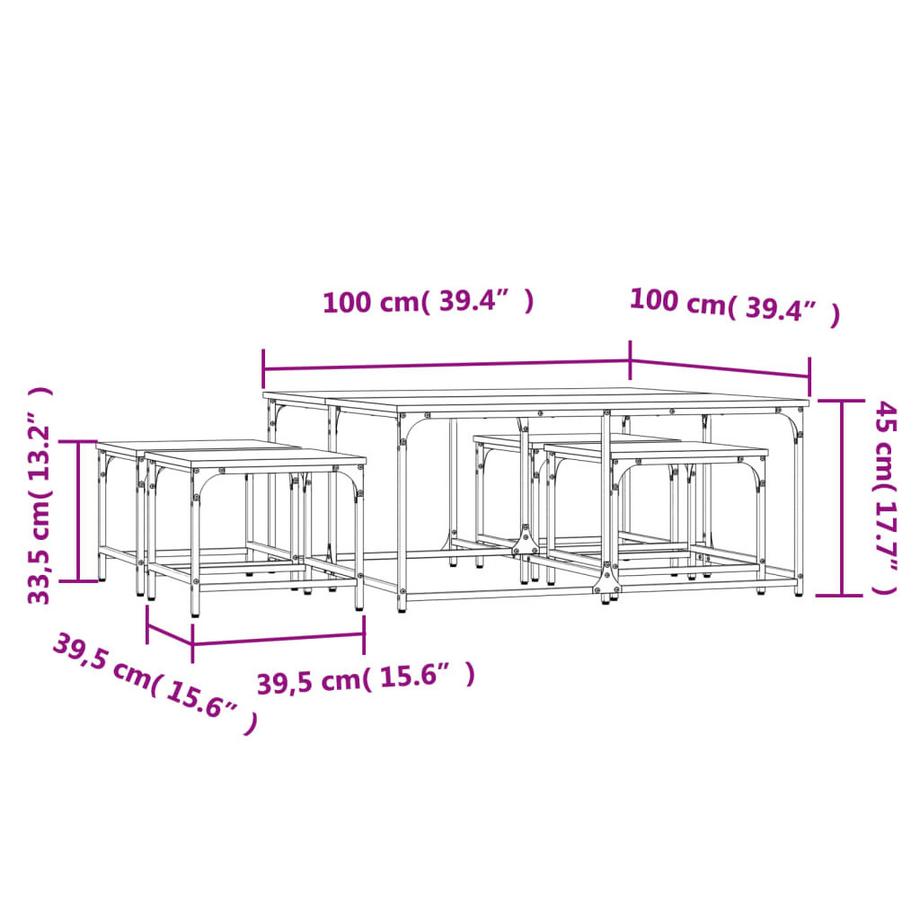 VidaXL Table basse gigogne bois d'ingénierie  
