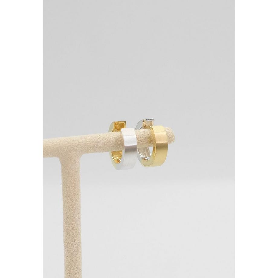 MUAU Schmuck  Creolen Bicolor Gelbgold-/Weissgold 750, 14mm 