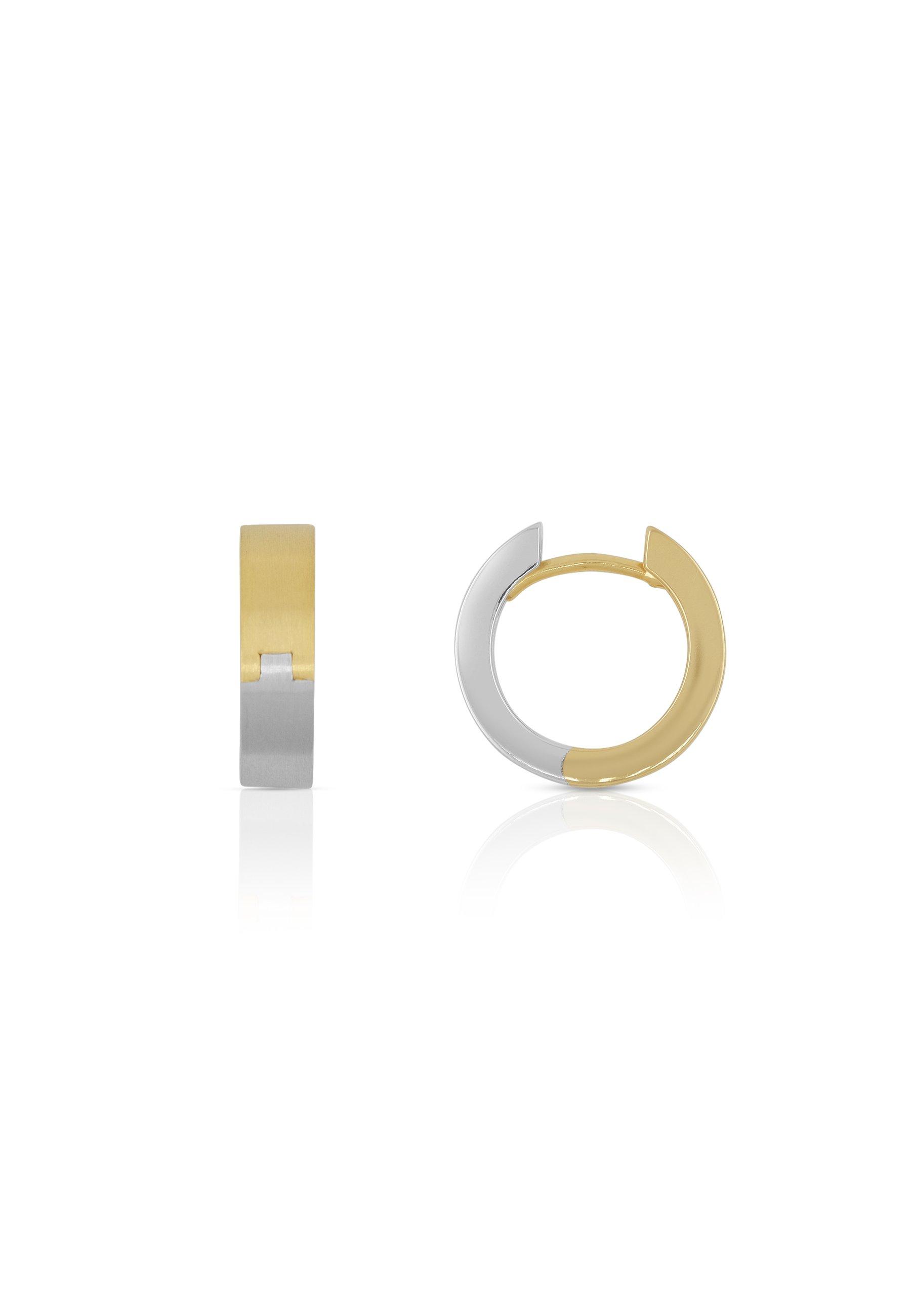 MUAU Schmuck  Creolen Bicolor Gelbgold-/Weissgold 750, 14mm 