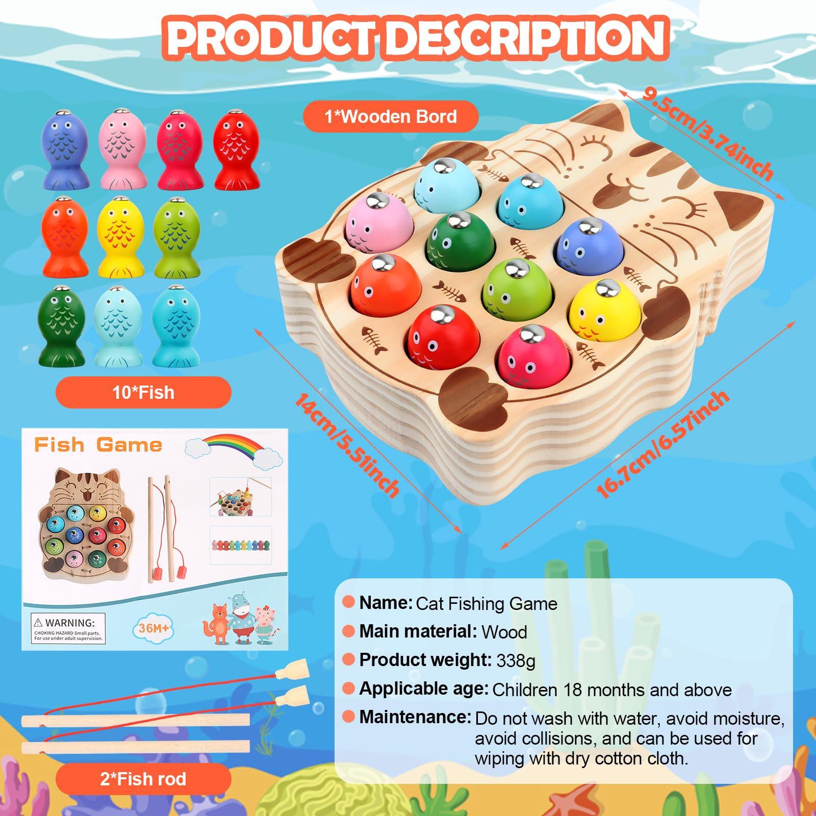 Activity-board  Jeu magnétique en bois 2 en 1, jeu de pêche au poisson, jeu de pêche en bois pour enfants, jeu de pêche magnétique 