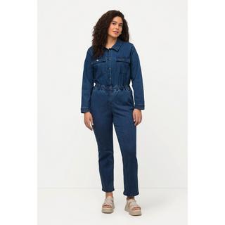 Ulla Popken  Jeans-Boilersuit, Jeans-Overall, Hemdkragen, Langarm 