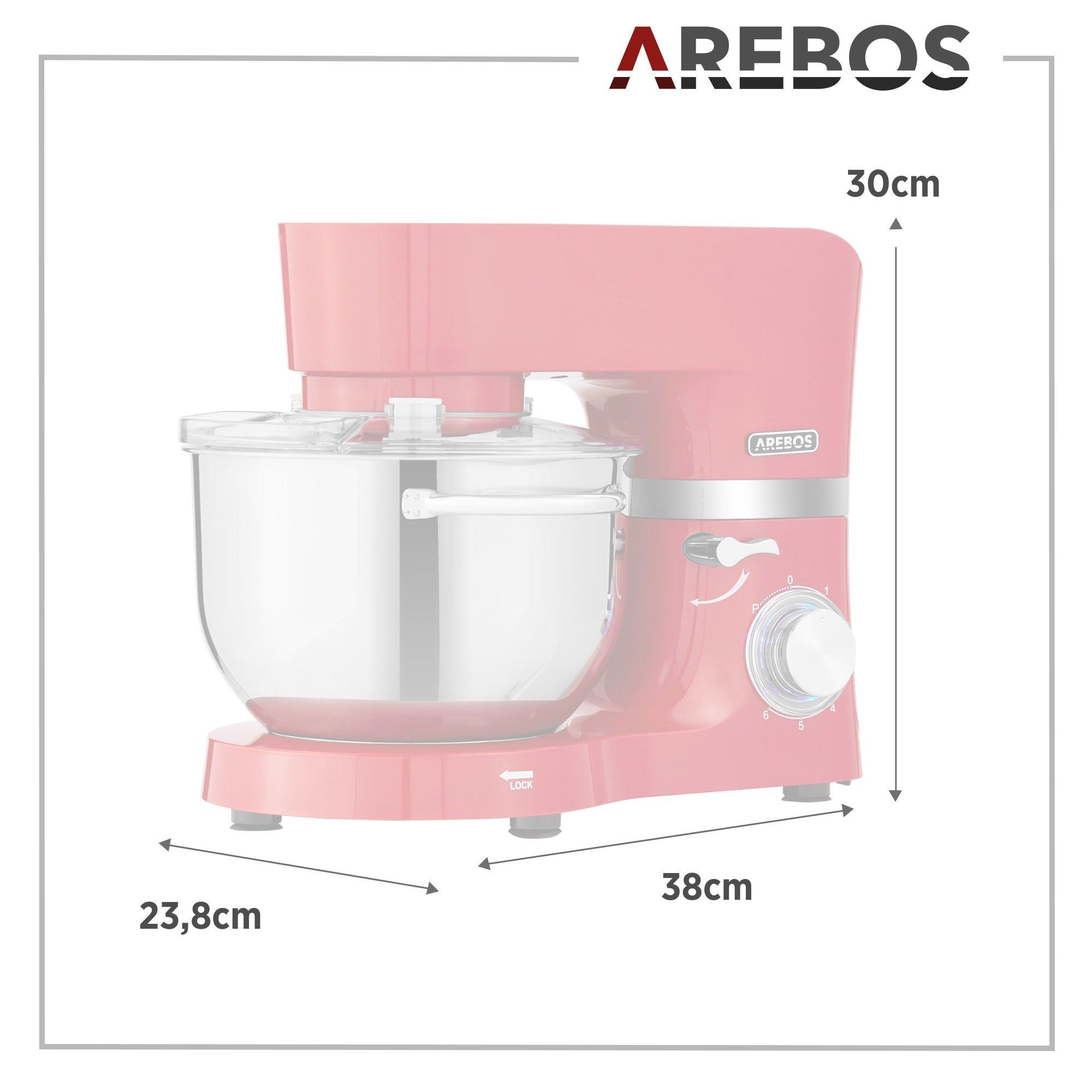 Arebos Robot Da Cucina 1500W con 2 x Ciotole in Acciaio Inossidabile i 6 Gradini  