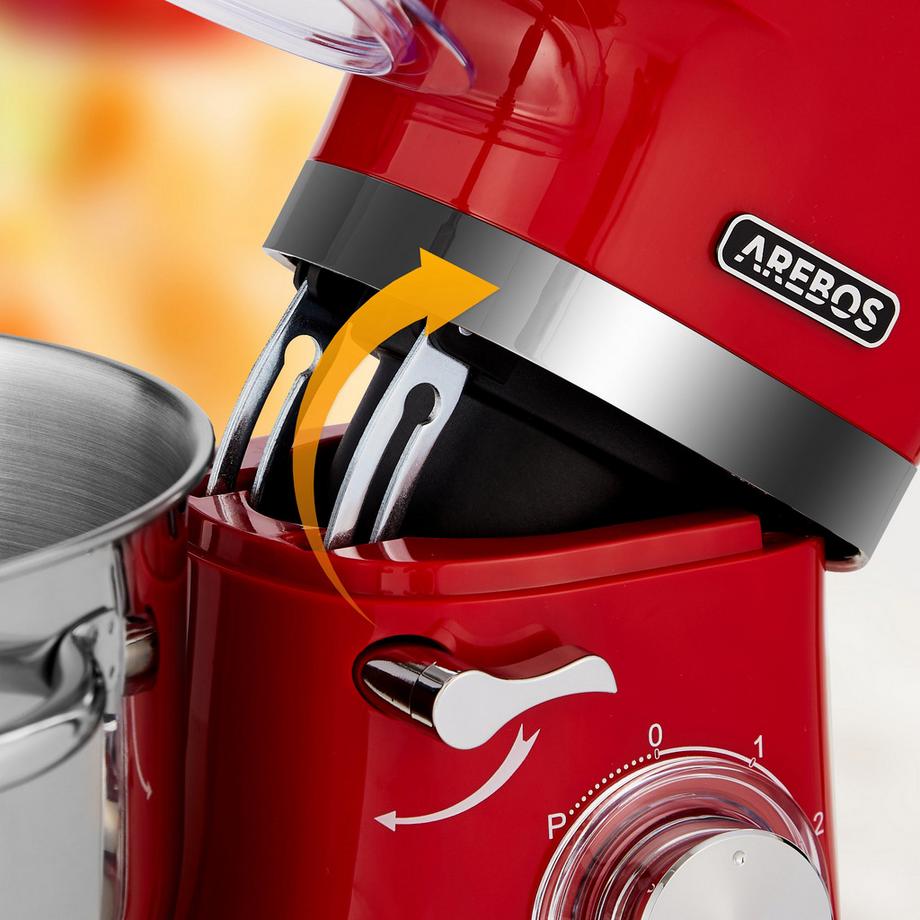 Arebos Robot de Cuisine 1500W avec 2x Acier inoxydable-Bol mélangeur 6 étapes  
