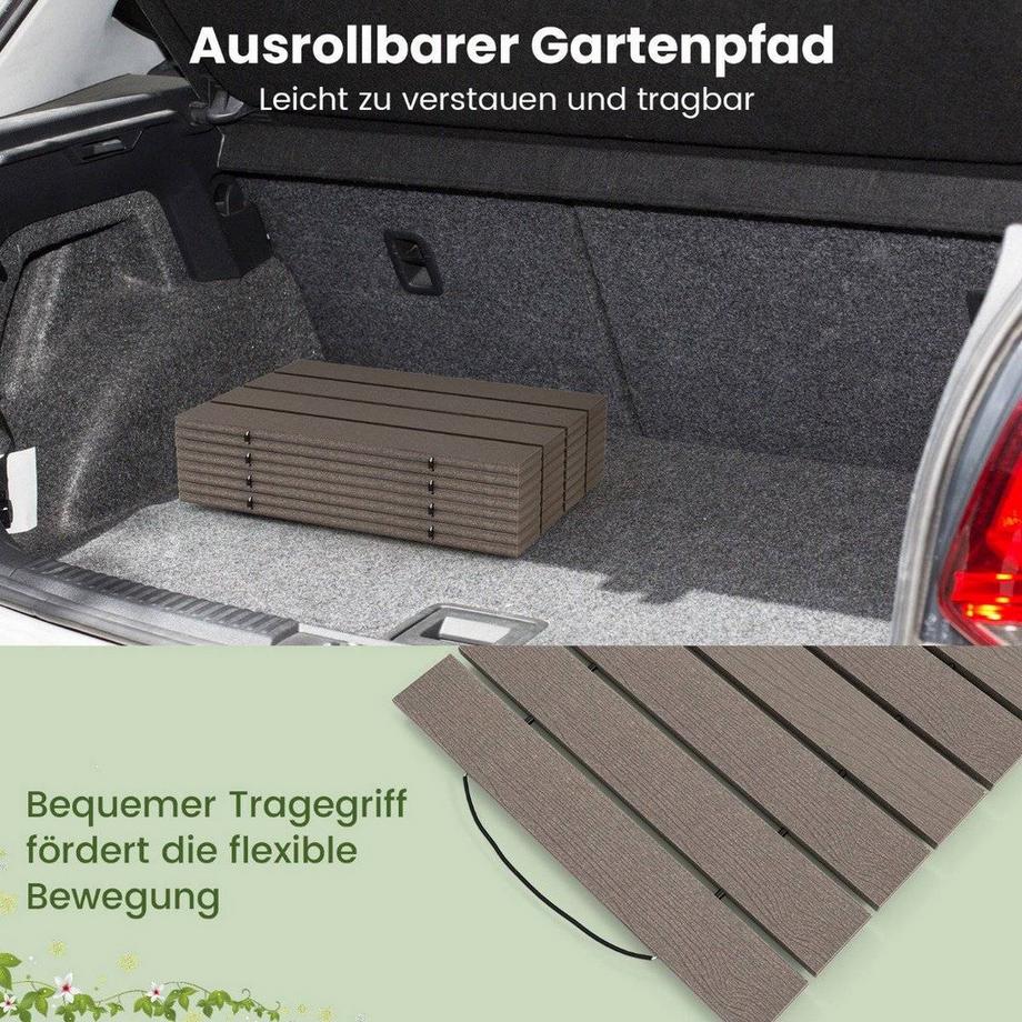 Northix  Rollweg aus HDPE I 242 cm I Breite 43 cm I Wetterfest I ausrollbarer Gartenweg für Hochzeit Garten Grau 