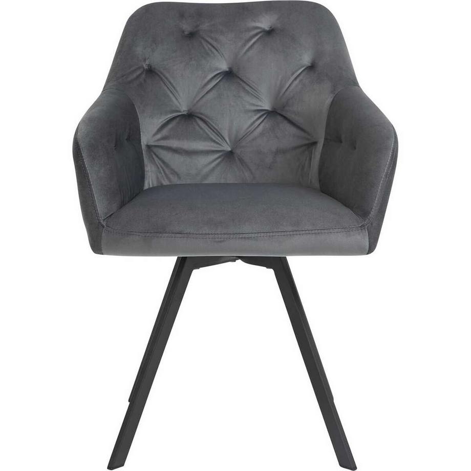 mutoni Fauteuil pivotant en velours gris  