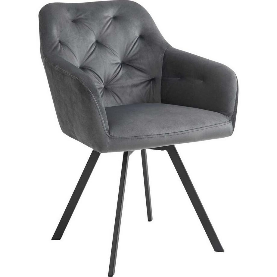 Fauteuil pivotant en velours gris