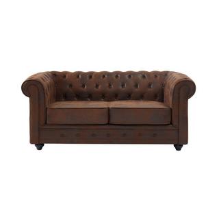 Vente-unique Canapé 2 places CHESTERFIELD en microfibre aspect cuir vieilli  