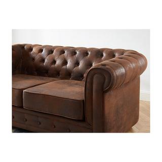 Vente-unique Canapé 2 places CHESTERFIELD en microfibre aspect cuir vieilli  