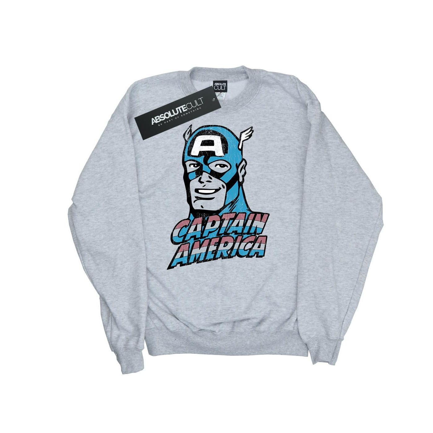 Image of Captain America Distressed Sweatshirt Mädchen Grau 152-158