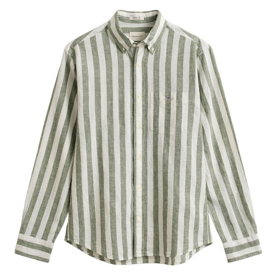 GANT Chemisette  Pack de 1 Confortable à porter-REGULAR COTTON LINEN STRIPE SHIRT  