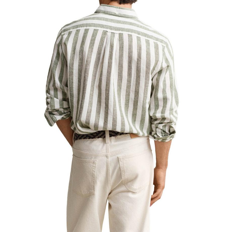 GANT Chemisette  Pack de 1 Confortable à porter-REGULAR COTTON LINEN STRIPE SHIRT  