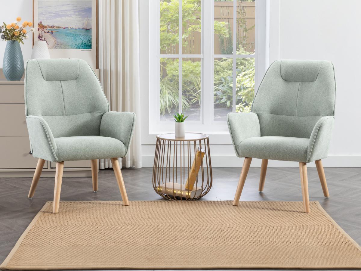 Vente-unique Fauteuil en tissu vert d'eau OSIMO  