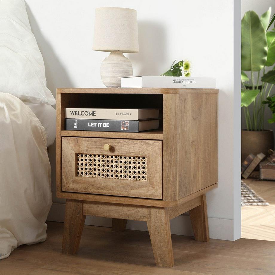 Calicosy Chevet 1 Tiroir Façade Rotin et 1 Niche  L39 cm - PALMO  