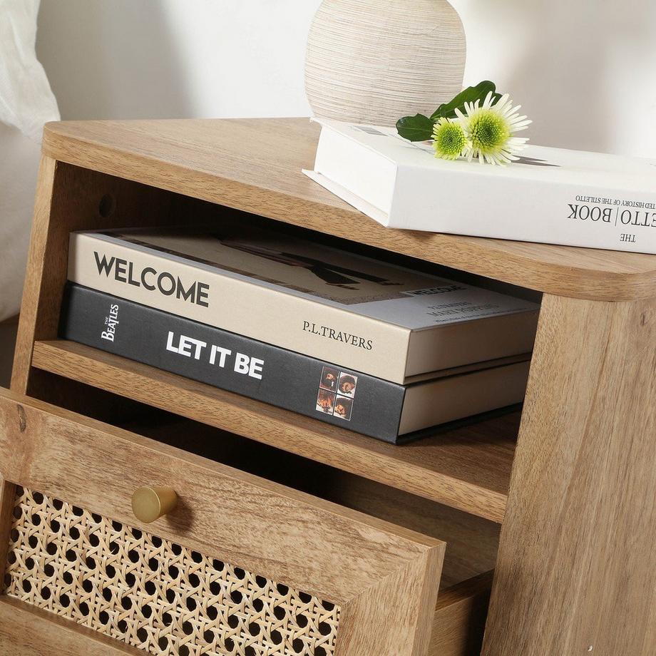 Calicosy Chevet 1 Tiroir Façade Rotin et 1 Niche  L39 cm - PALMO  