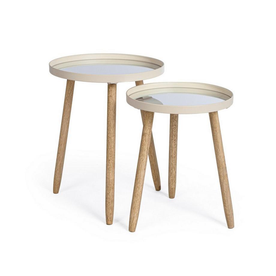 mutoni Beistelltisch Edvard Elfenbei rund (2er-Set)  