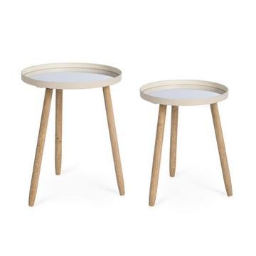 Tavolino rotondo Edvard Elfenbei (set di 2)