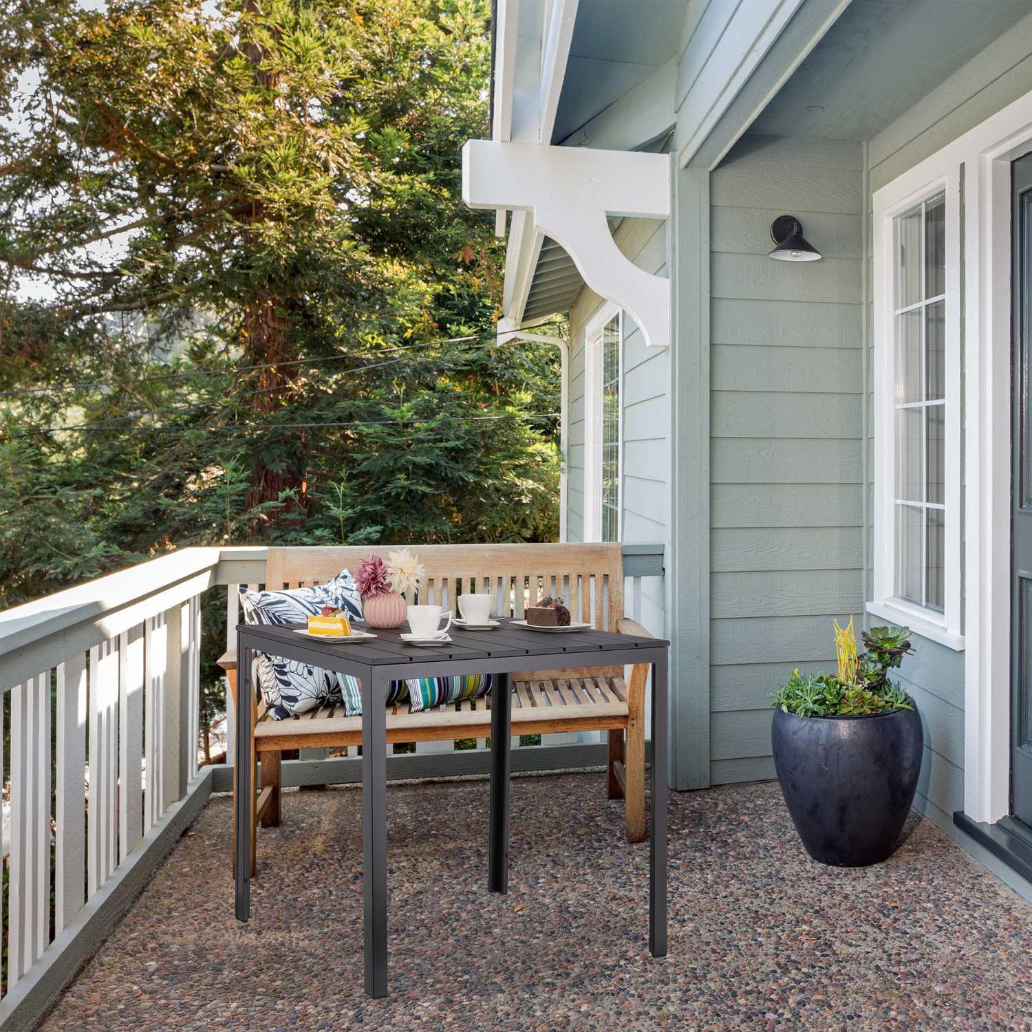 Northix Table de jardin carrée aspect bois  