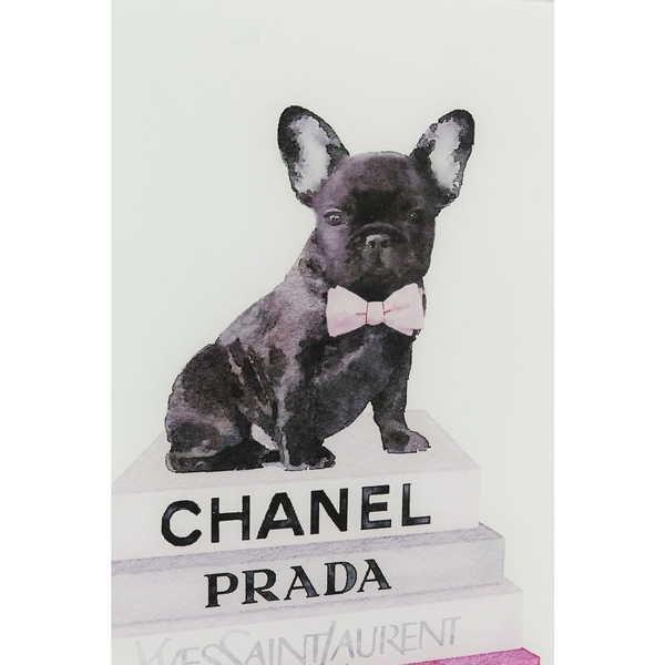 KARE Design Quadro in vetro Fashion Dog 80x60cm  