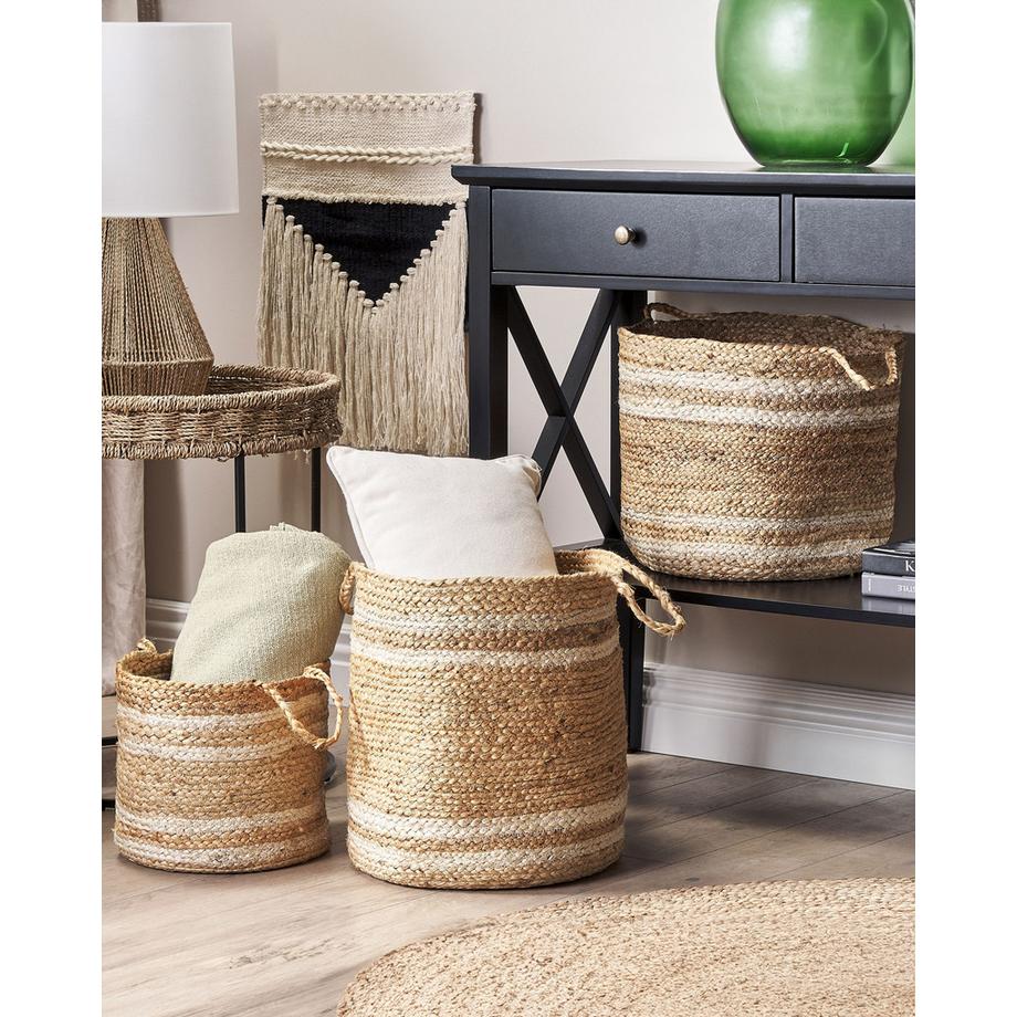 Beliani Lot de 3 paniers en Jute Boho ZHOB  