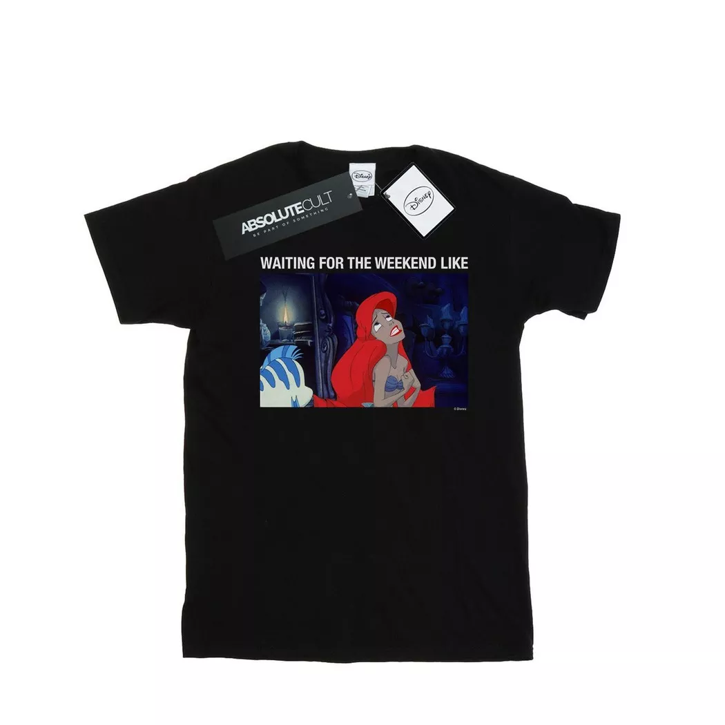 Disney - The Little Mermaid Waiting For Weekend TShirt, für Damen, Schwarz, Größe XL