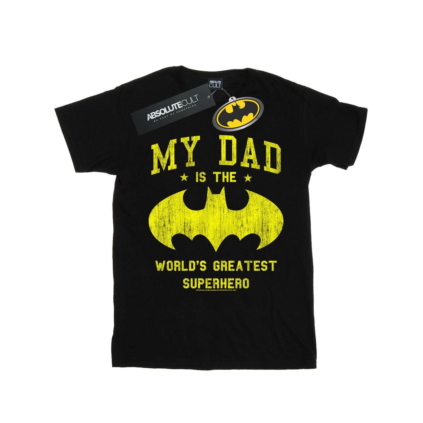 Image of Batman My Dad Is A Superhero Tshirt Damen Schwarz 4XL