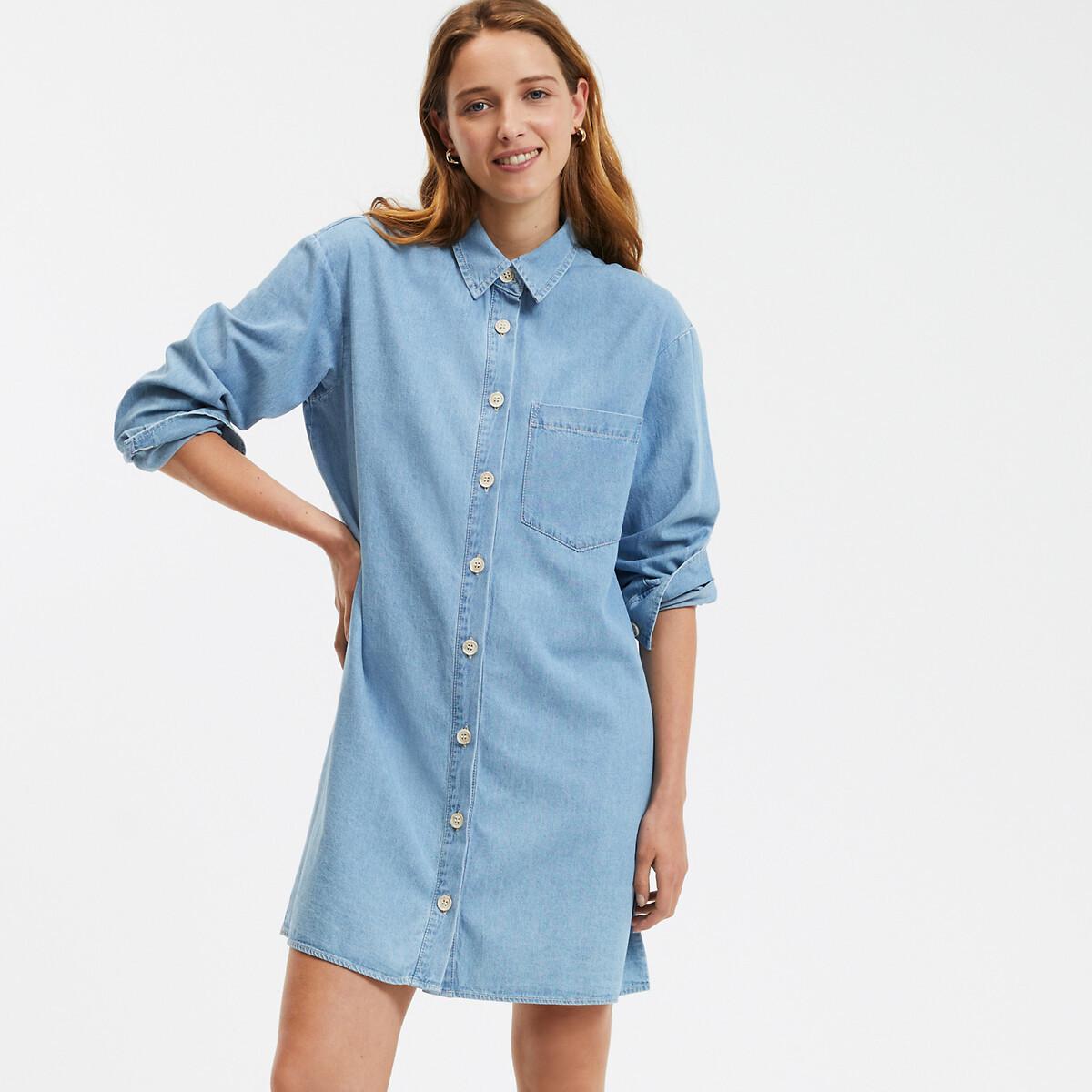 Image of Langärmeliges Jeanskleid Damen Blau 44