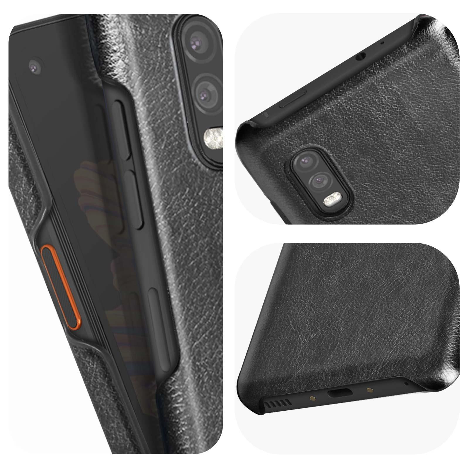 Avizar  Coque Galaxy Xcover Pro effet Cuir Noir 