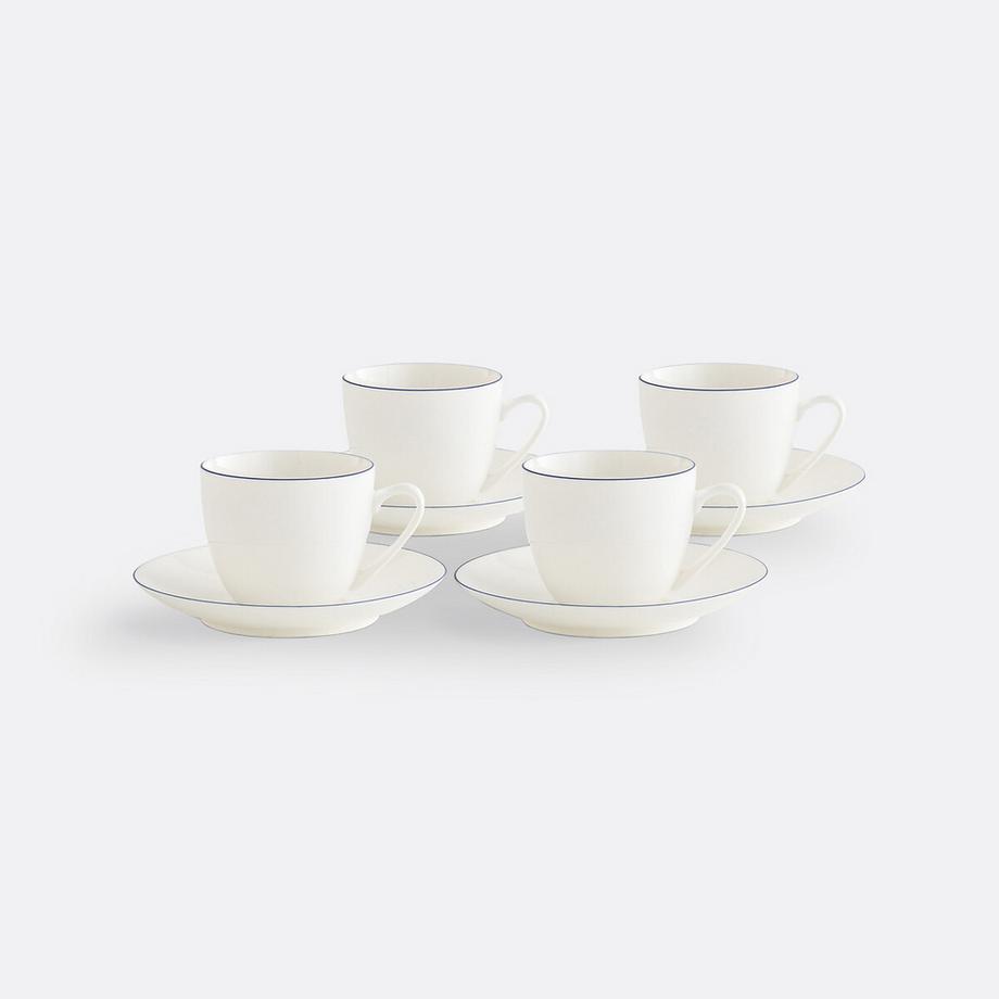 La Redoute Intérieurs Lot de 4 tasses/sous-tasses à thé porcelaine  
