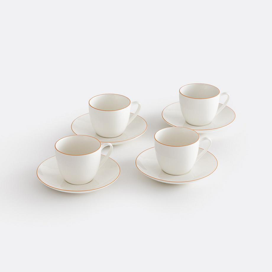 La Redoute Intérieurs Lot de 4 tasses/sous-tasses à thé porcelaine  